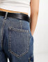 Фото #4 товара ASOS DESIGN leather silver buckle waist and hip jeans belt in black