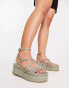 Фото #3 товара ASOS DESIGN Wide Fit Taurus strappy flatform sandals in sage green