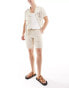 Фото #5 товара Superdry Drawstring linen shorts in stone grey