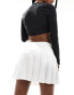 Фото #6 товара ASOS DESIGN satin pleated mini skirt in white - WHITE