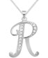 Фото #1 товара Diamond R Initial 18" Pendant Necklace (1/10 ct. t.w.) in Sterling Silver