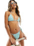 The Frolic matira retro heart print triangle bikini top in blue and green