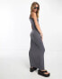 Фото #3 товара Stradivarius second skin cami maxi dress in charcoal