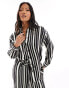 Фото #1 товара ONLY Petite oversized shirt co-ord in black and white stripe