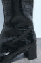 Фото #4 товара Ботильоны с тиснением под кожу рептилии на высоком каблуке ZARA