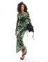 Фото #1 товара Vero Moda long sleeved mesh maxi dress in green blurred floral