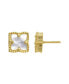 ფოტო #2 პროდუქტის Mother of Imitation Pearl Gold-Tone Flower Stud Earrings