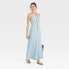 Фото #2 товара Women's Halter Neck Denim Maxi Dress - Universal Thread Blue 0