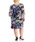 Фото #2 товара Plus Size Printed V-Neck Cape-Sleeve Dress