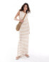 ASOS DESIGN sleeveless maxi dress in taupe and white stripe