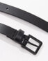 ASOS DESIGN smart leather skinny belt with silver buckle in black