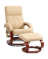 Фото #1 товара Recliner Chair with Ottoman, Electric Faux Leather Recliner with 10 Vibration Points and 5 Massage Mode, Reclining Chair with Remote Control, Swivel Wood Base and Side Pocket, Beige