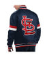 ფოტო #2 პროდუქტის Men's Navy Distressed St. Louis Cardinals Home Game Satin Full-Snap Varsity Jacket