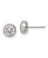 Stainless Steel Polished Bezel CZ Stud Earrings