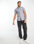 New Look short sleeve muscle fit oxford shirt in light grey