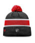 Фото #2 товара Men's Black, Red Ottawa Senators Breakaway Cuffed Knit Hat with Pom