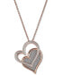 ფოტო #3 პროდუქტის Diamond Glitter Double Heart 18" Pendant Necklace (1/8 ct. t.w.) in 14k Rose Gold-Plated Sterling Silver
