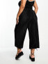 ASOS DESIGN Curve plisse wide leg trouser culottes in black