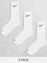 Nike Training unisex cushioned 3 pack crew sock in white