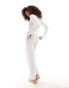 Фото #2 товара New look ribbed wide leg trousers with elasticated band in oatmeal