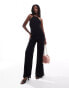 ASOS DESIGN strappy back detail wide leg jumpsuit in black