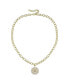 ფოტო #1 პროდუქტის 14k Gold Plated with Cubic Zirconia Sunshine Flower Pendant Curb Chain Adjustable Necklace
