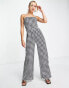 Фото #1 товара Extro & Vert bandeau wide leg jumpsuit in houndstooth check