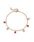 ფოტო #1 პროდუქტის 18k Rose Gold Plated with Ruby & Cubic Zirconia Heart Dangle Charm Adjustable Bracelet