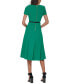 Women's Short-Sleeve Belted Midi Dress