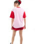 JJXX colourblock oversized t-shirt in pink red