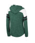 Фото #2 товара Women's Green Distressed Michigan State Spartans Speckled Color Block Long Sleeve Hooded T-shirt