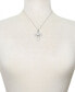 ფოტო #2 პროდუქტის Cultured Freshwater Button Pearl (10mm) & Cubic Zirconia Cross 18" Pendant Necklace in Sterling Silver