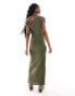 COLLUSION drop shoulder maxi dress in khaki