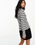 Vila lettuce edge long sleeved ribbed top in black stripe