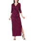 Women's Fitted V-neck Side Slit Maxi Dress