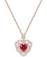 ფოტო #1 პროდუქტის Lab-Grown Ruby (2-1/5 ct. t.w.) & Lab-Grown White Sapphire (1/2 ct. t.w.) Heart 18" Pendant Necklace in 14k Rose Gold-Plated Sterling Silver