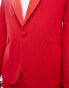 Фото #3 товара ASOS DESIGN low break slim tuxedo suit jacket in red