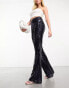 Collective the Label exclusive sequin wide leg trousers in midnight blue