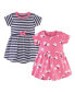 ფოტო #1 პროდუქტის Toddler Girls Cotton Short-Sleeve Dresses 2pk, Pink Daisy