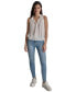 ფოტო #5 პროდუქტის Women's Ruffled Split-Neck Elastic-Waist Top