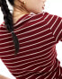 Фото #4 товара ASOS DESIGN striped baby t-shirt in burgundy