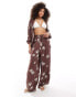 Iisla & Bird flower print beach trouser co-ord in brown