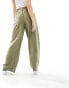 Фото #4 товара ASOS DESIGN wide leg dad trouser with linen in olive