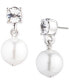 Фото #1 товара Silver-Tone Crystal & Imitation Pearl Drop Earrings