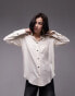 Topshop oversized shirt with contrast buttons in ivory