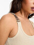 Morgan knitted cami top with gold buckle detail in beige