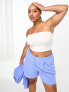 Simply Be tailored linen shorts in blue