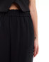 & Other Stories straight leg trousers with frill edge waist in black