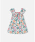 Girl Smocked Crinkle Dress Blue Printed Beach Hibiscus - Child