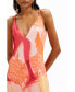 ფოტო #4 პროდუქტის Women's Out-of-focus midi slip dress